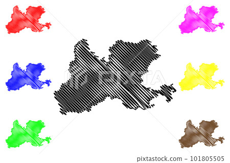 Waldshut district (Federal Republic of Germany, rural district, Baden-Wurttemberg State) map vector illustration, scribble sketch Waldshut map 101805505