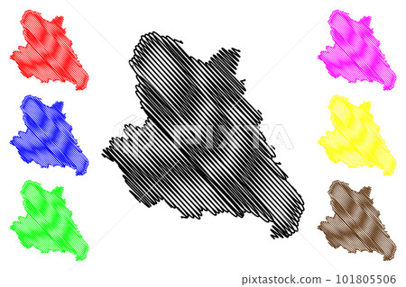 Warendorf district (Federal Republic of Germany, State of North Rhine-Westphalia, NRW, Munster region) map vector illustration, scribble sketch Warendorf map 101805506