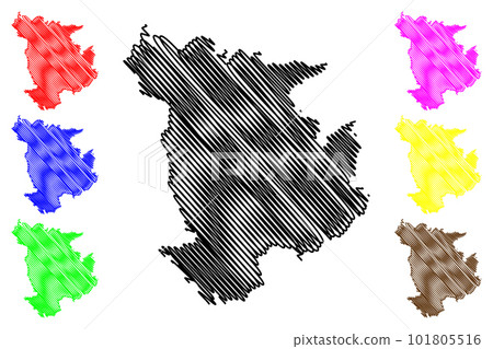 Weimar city (Federal Republic of Germany, Urban district, Free State of Thuringia) map vector illustration, scribble sketch Weimar map 101805516