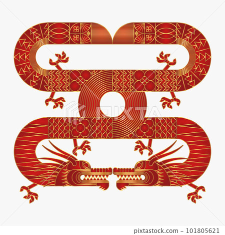 Luxury Red Gold abstract geometric chinese dragon. Modern shape design Luxury Red Gold abstract geometric chinese dragon. Modern shape design 101805621