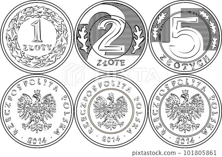 Set Polish Money one, two and five zloty coins Set Polish Money one, two and five zloty coins 101805861