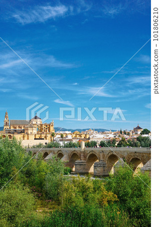 Spain Cordoba Mezquita Cathedral in the background Roman bridge 101806210