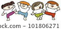 Illustration of kindergarten and nursery school children dancing 101806271