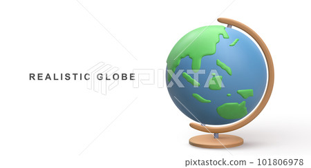 3D realistic globe on white background. Vector illustration. 101806978