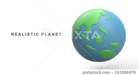 3D realistic planet on white background. Vector illustration. 3D realistic planet on white background. Vector illustration. 101806979