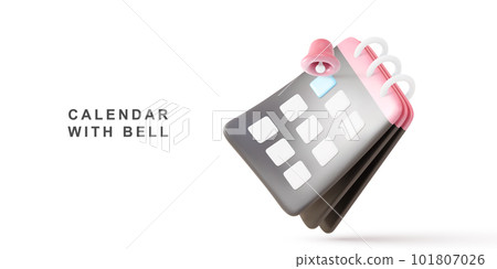 3d realistic calendar with bell. Vector illustration. 101807026