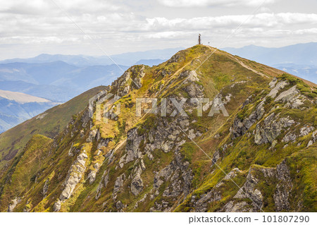 Panorama of Carpathian mountains in summer sunny day. 101807290