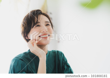 A woman with short hair A woman with short hair 101808181