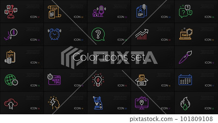 Set of Question bubbles, Work home and Question mark line icons. Include Microscope, Documents box, Quiz test icons. Demand curve, Cloud upload, Time zone web elements. Quick tips. Vector Set of Question bubbles, Work home and Question mark line icons. Include Microscope, Documents box, Quiz test icons. Demand curve, Cloud upload, Time zone web elements. Quick tips. Vector 101809108
