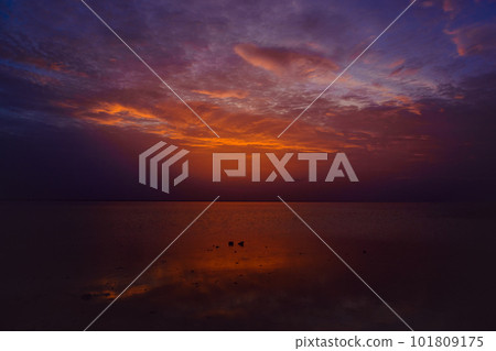 Sea beach with sky sunset or sunrise. Clouds over the sunset sea. Sea beach with sky sunset or sunrise. Clouds over the sunset sea. 101809175