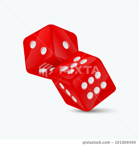 Vector 3d Realistic Red Game Dice with White Dots Set Closeup Isolated on White Background. Game Cubes Couple for Gambling in Different Positions, Casino Dices, Round Edges Vector 3d Realistic Red Game Dice with White Dots Set Closeup Isolated on White Background. Game Cubes Couple for Gambling in Different Positions, Casino Dices, Round Edges 101809309