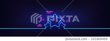 Neon light glow effect. Stars line icon. Best ranking sign. Rating symbol. 3d line neon glow icon. Brick wall banner. Stars outline. Vector Neon light glow effect. Stars line icon. Best ranking sign. Rating symbol. 3d line neon glow icon. Brick wall banner. Stars outline. Vector 101809409