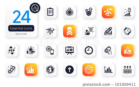 Set of Science flat icons. Seo gear, Computer fingerprint and Evaporation elements for web application. Dollar rate, Presentation, Freezing click icons. Gear, Diagram graph. Vector Set of Science flat icons. Seo gear, Computer fingerprint and Evaporation elements for web application. Dollar rate, Presentation, Freezing click icons. Gear, Diagram graph. Vector 101809411