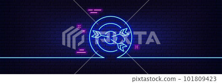 Neon light glow effect. Target line icon. Marketing targeting strategy symbol. Aim with arrows sign. 3d line neon glow icon. Brick wall banner. Targeting outline. Vector Neon light glow effect. Target line icon. Marketing targeting strategy symbol. Aim with arrows sign. 3d line neon glow icon. Brick wall banner. Targeting outline. Vector 101809423