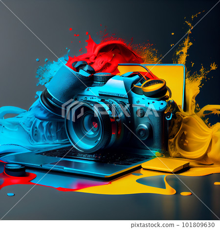 Bright Digital DSLR Camera illustration Bright Digital DSLR Camera illustration 101809630