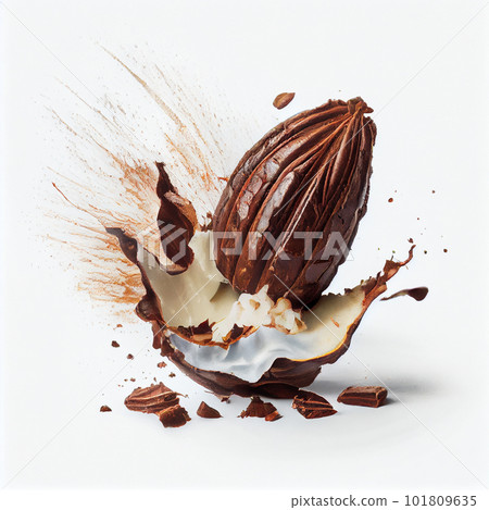 Cocoa pods with Cocoa leaf on a white background 101809635