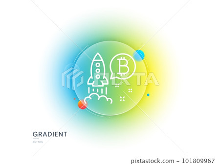 Bitcoin line icon. Gradient blur button with glassmorphism. Cryptocurrency startup sign. Crypto rocket symbol. Transparent glass design. Bitcoin project line icon. Vector Bitcoin line icon. Gradient blur button with glassmorphism. Cryptocurrency startup sign. Crypto rocket symbol. Transparent glass design. Bitcoin project line icon. Vector 101809967