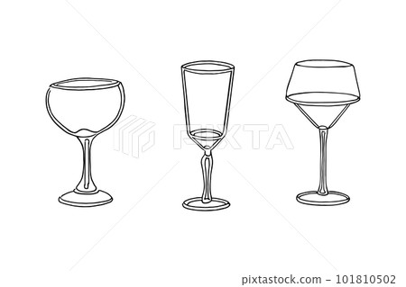 Wineglasses Continuous Line Drawing. Hand Drawn Simple Vector Illustration. Isolated on Off-White Background. Design Element Perfect for Poster, Card, Invitation, T-shirt Print, Wall Decoration. Wineglasses Continuous Line Drawing. Hand Drawn Simple Vector Illustration. Isolated on Off-White Background. Design Element Perfect for Poster, Card, Invitation, T-shirt Print, Wall Decoration. 101810502