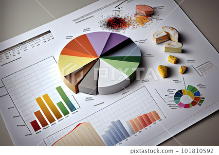 Business still-life with diagrams, charts and numbers. 101810592