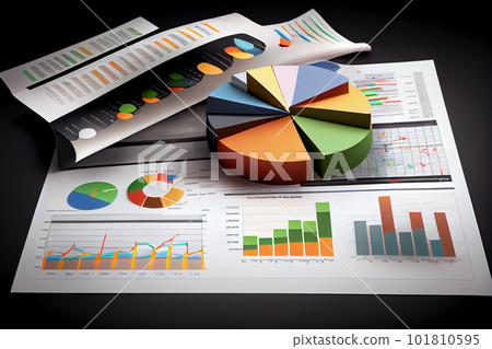 Business still-life with diagrams, charts and numbers. 101810595