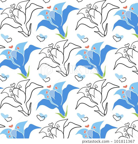 Seamless floral pattern. Cute retro textures. Flowers and dots for fabric, paper, packaging design. Seamless floral pattern. Cute retro textures. Flowers and dots for fabric, paper, packaging design. 101811367