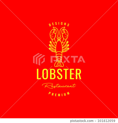 lobster shrimp food seafood taste menu cooking kitchen restaurant minimal colored line logo design vector 101812059