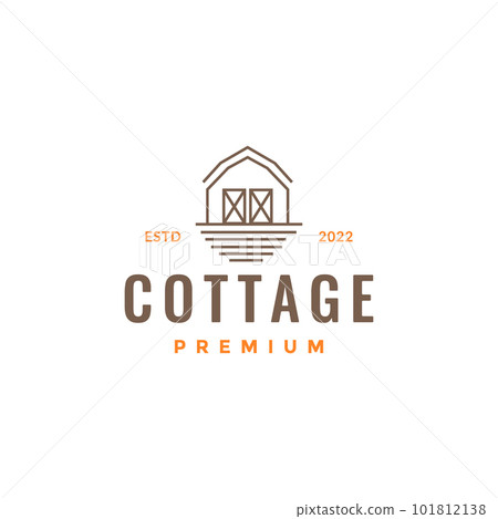 village home cottage warehouse wood line minimal hipster logo design vector 101812138