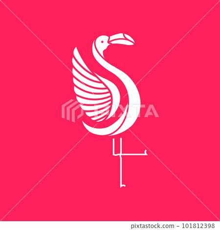 animal bird beauty geometric flamingo modern wings simple minimalist logo design vector 101812398