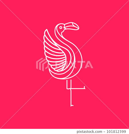animal bird beauty geometric flamingo modern wings line art minimalist logo design vector 101812399