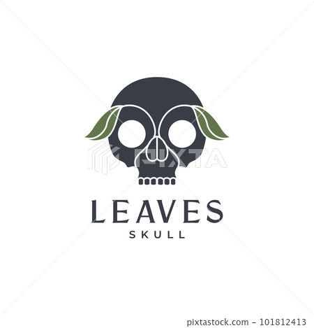 skull cranium brain pan head leaves nature line minimal hipster logo design vector skull cranium brain pan head leaves nature line minimal hipster logo design vector 101812413