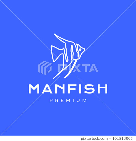 beauty fish aquarium interior decor manfish line art modern minimal logo design vector 101813005
