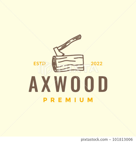 ax fire wood line art minimal hipster logo design vector 101813006