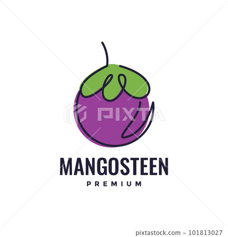 sweet fresh fruit purple mangosteen line art modern logo design vector sweet fresh fruit purple mangosteen line art modern logo design vector 101813027