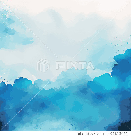 Realistic blue watercolor texture colorful background - Vector 101813491