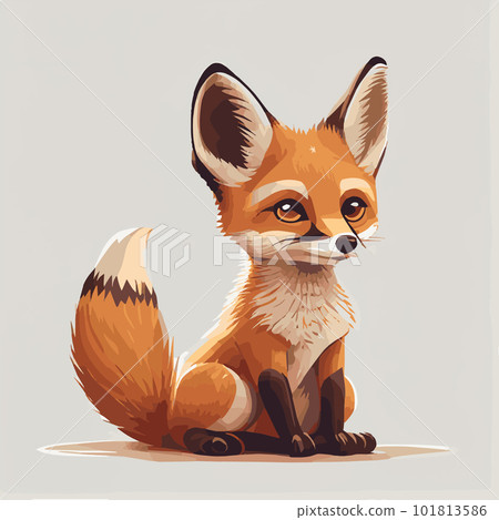 Realistic cartoon fox isolated on white background - Vector 101813586