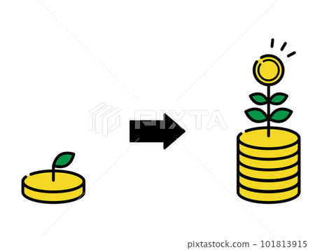 Image of growing money through investment, before and after Image of growing money through investment, before and after 101813915