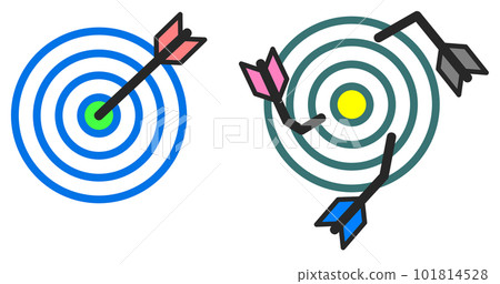 箭飛向目標的命中和未命中的插圖 箭飛向目標的命中和未命中的插圖 101814528
