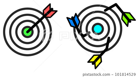 箭飛向目標的命中和未命中的插圖 箭飛向目標的命中和未命中的插圖 101814529