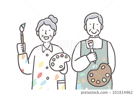 Senior couple drawing a picture Senior couple drawing a picture 101814962
