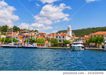 Skradin, Croatia. View on the Skradin and yachts in Krka national park in Croatia Skradin, Croatia. View on the Skradin and yachts in Krka national park in Croatia 101816448