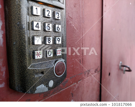 Door access control panel to lock and unlock door. Security system concept. 101817066