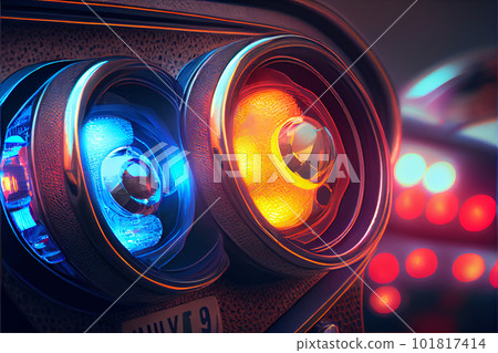 Police car lights in night time Police car lights in night time 101817414