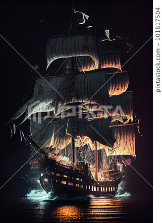 Sailing on a beautiful night 101817504