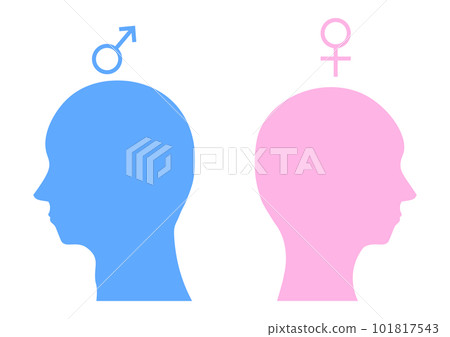 Male and female silhouettes and marks 101817543