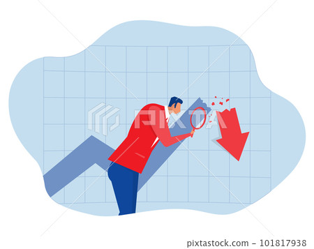 Businessman Analyze investment failure from chart Assess the damage from the business sector. Experts find the cause of the stock chart fall. 101817938