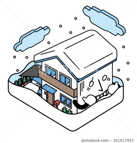 Isometric illustration of a house suffering from snow damage Isometric illustration of a house suffering from snow damage 101817955