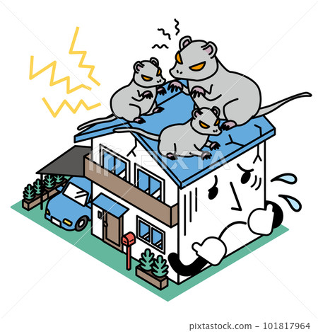 被害蟲老鼠損壞的房子的等軸圖 被害蟲老鼠損壞的房子的等軸圖 101817964