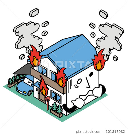 房子著火的等軸圖 101817982