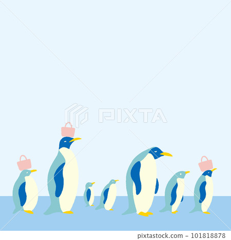 Penguin parent and child shopping cool summer background material 101818878