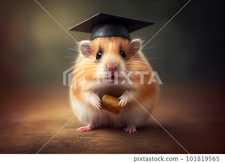 Funny cartoon hamster in the graduates hat 101819565